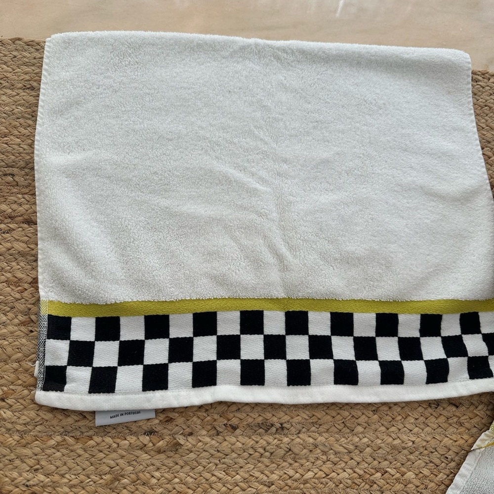 MacKenzie-Childs Black and White Checkered Towel with Yellow Accent - Picture 5 of 8
